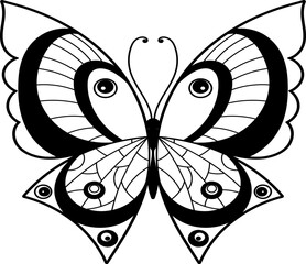 Sticker - Stylized butterfly with line ornament wings. Decorative insect