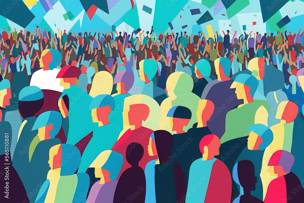 Abstract Crowd Dynamics: A Illustration of a Crowded Group of People ...