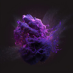 Sticker - cloud after explosion purple with fiery particles energy of fractal worlds