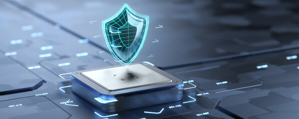 Internet security. Data protection in a social network. Safe internet concept. Protect your data. 3D rendering.