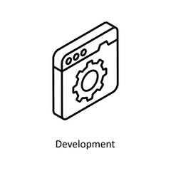 Development Vector Isometric Outline icon for your digital or print projects.