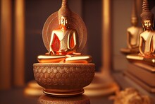 Golden Buddha Statue In Thailand Temple. Generative AI