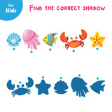 Fototapeta Pokój dzieciecy - Mini game for children. find the right shade for the sea animal, learning, fun