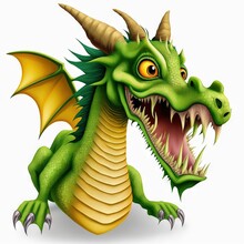  A Green Dragon With A Big Mouth And Sharp Teeth Is Ready To Attack Or Attack With Its Claws Out And Sharp Teeth Are Visible On The Front Of The Head And The Dragon's.  Generative Ai
