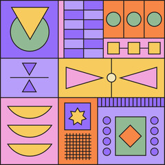 Wall Mural - aesthetic art with simple geometric shapes in pastel colors