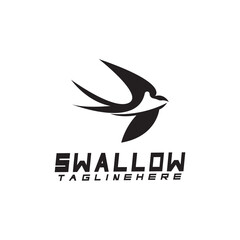 Sticker - Swallow logo. silhouette swallow flying logo vector isolated white background