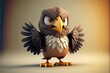 Cute 3D Cartoon eagle character. Generative AI