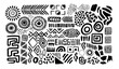 © Dedraw Studio - Abstract black and white african art shapes collection, tribal doodle decoration set. Random ethnic shapes, animal print texture and traditional hand drawn icons.