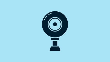 Sticker - Blue Web camera icon isolated on blue background. Chat camera. Webcam icon. 4K Video motion graphic animation