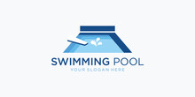 Swimming Pool Service, Aqua Logo Design Vector. Swimming Symbol Logo Design.