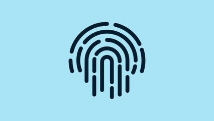 Poster - Blue Fingerprint icon isolated on blue background. ID app icon. Identification sign. Touch id. 4K Video motion graphic animation