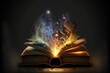 The Magical World of Fantasy Comes Alive An Opened Magic Fantasy Book Digital Illustration. Generative AI