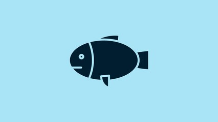 Canvas Print - Blue Fish icon isolated on blue background. 4K Video motion graphic animation