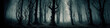 Dark  forest panorama fantasy landscape. Mysterious background.  digital art, generative ai

