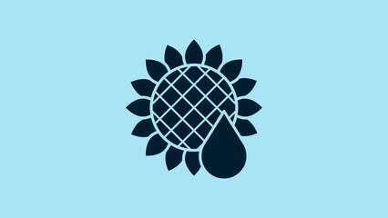 Poster - Blue Sunflower icon isolated on blue background. 4K Video motion graphic animation