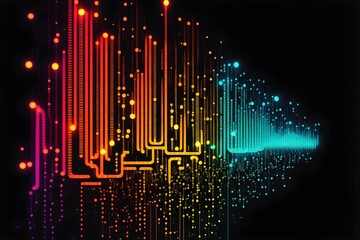 Binary code in neon. Generative AI.