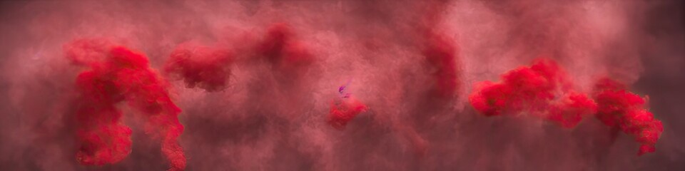 Wall Mural - Panoramic image of colorful red smoke. 