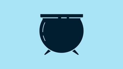 Sticker - Blue Witch cauldron icon isolated on blue background. Happy Saint Patricks day. 4K Video motion graphic animation