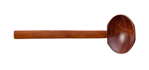 Wall Mural - A wooden ladle placed on a white background.