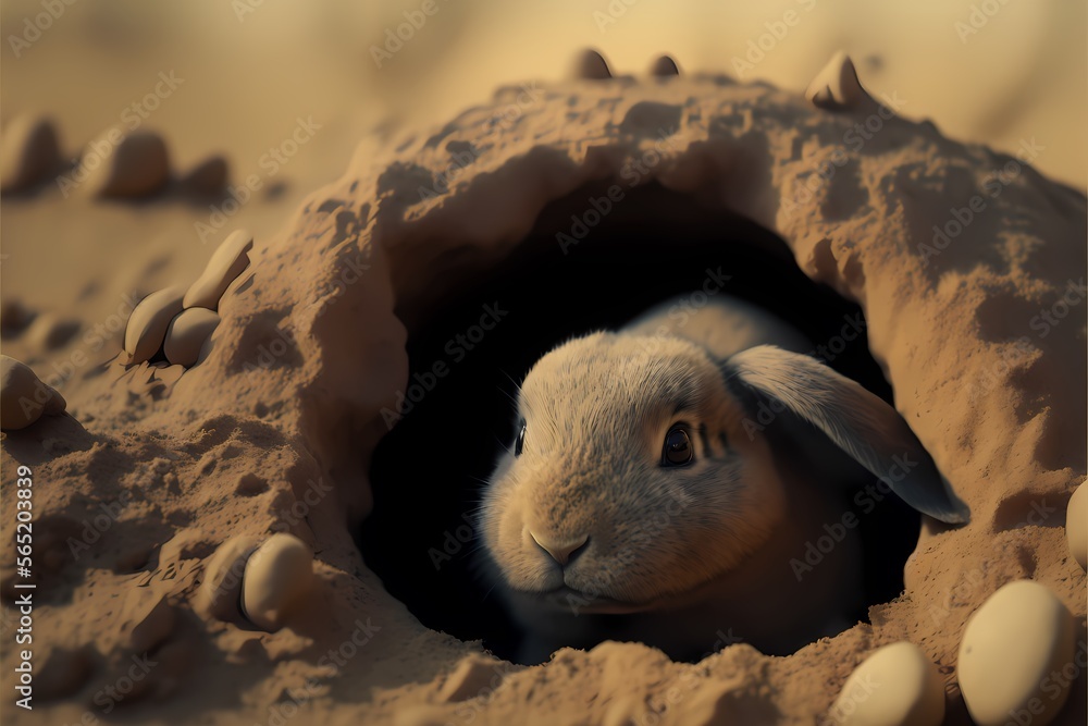 Hole Rabbbit ultrarealistic illustration of a rabbit in a hole Stock Illustration ...