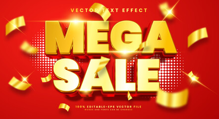 Wall Mural - Mega sale 3d editable vector text style effect, suitable for promotion product name