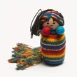 Traditional Guatemalan worry dolls good luck charms isolated on a white background, generative ai