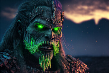 Viking warrior Zombie Northern lights