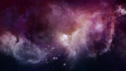 Wall Mural - purple nebula clouds with light hole on dark background seamless loop.