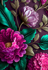 Wall Mural - Vintage bouquet of beautiful flowers for wallpaper or wall decoration. Generative AI illustration