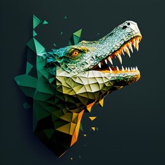 Geometric Croc - A Beautiful Artistic bold and abstract Designer representation of a crocodile in geometric patterns and shapes (generative AI)