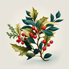 Mistletoe Vector Art No Background (generative AI)