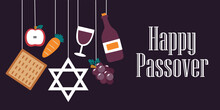 Banner For Passover Celebration On Dark Background