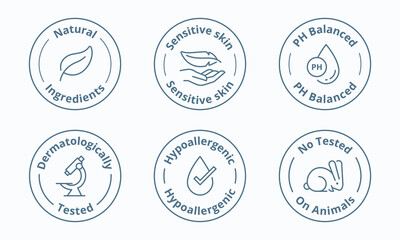 cosmetic certification label. special features symbol. cosmetic product unique selling point badge v
