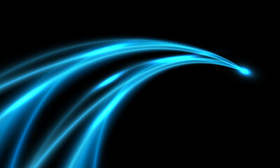 Wall Mural - Abstract blue light curve speed on black design modern futuristic technology background vector