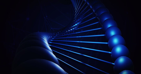 Wall Mural - image of close up of macro blue dna strand