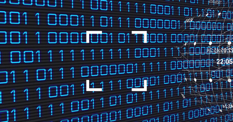 Wall Mural - image of globe and binary code on black background