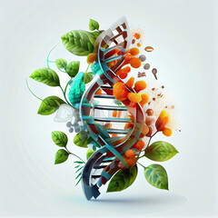 Colourful Plant DNA Spring Time Growth Generative AI Illustration