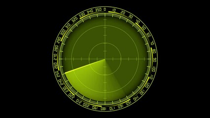 Poster - Radar HUD Screen Animation 4K. Motion graphic of colorful sonar radar screen searching an object with line digital technology background.