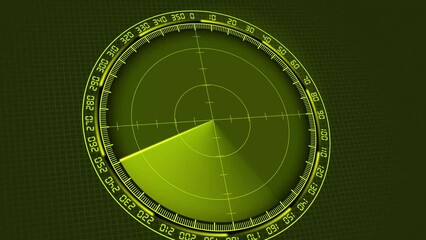 Poster - Radar HUD Screen Animation 4K. Motion graphic of colorful sonar radar screen searching an object with line digital technology background, Futuristic animation concept seamless loop video	