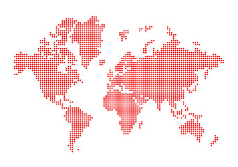 Wall Mural - World map made of red dots. Isolated on transparent background