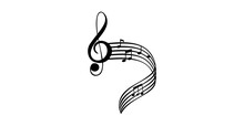 G-clef Silhouette, Musical Note. Staff Treble Clef Notes Musician Concept Vector Isolated On Transparent Background. Illustration Of Music Sound, Tune Bass Treble, Clef, 