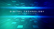 © PST Vector - Digital technology speed connect blue green background, cyber information, abstract metaverse communication, innovation future meta tech, internet network connection, Ai big data, vr illustration 3d