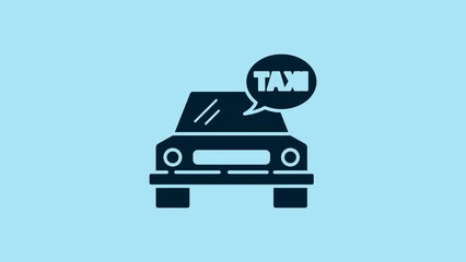 Canvas Print - Blue Taxi car icon isolated on blue background. 4K Video motion graphic animation