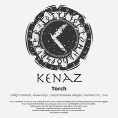 Sticker - Viking Kenaz rune dark circle shield