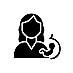 Poster - Prenatal care black glyph icon. Planning pregnancy. Mother and baby health screening. Pregnant woman checkup. Silhouette symbol on white space. Solid pictogram. Vector isolated illustration