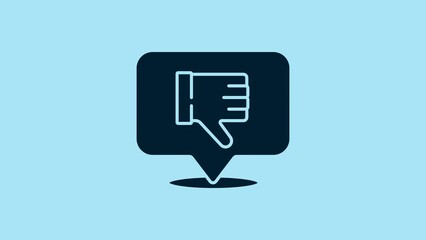 Sticker - Blue Dislike in speech bubble icon isolated on blue background. 4K Video motion graphic animation