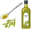 Set of olive oil bottle and spoon