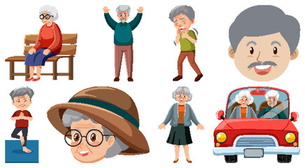 Wall Mural - collection of elderly people icons