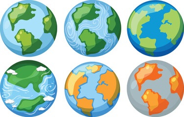 Wall Mural - set of earth with global warming crisis