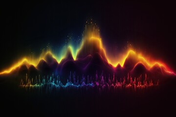 Fototapete - Abstract Sound waves. Frequency audio waveform, music wave HUD interface elements, voice graph signal cyberpunk, Generative ai